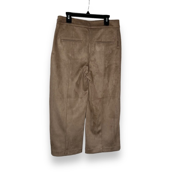 NWT Ann Taylor wide leg crop faux suede tan pants petite size 4 4P NEW - Picture 6 of 11